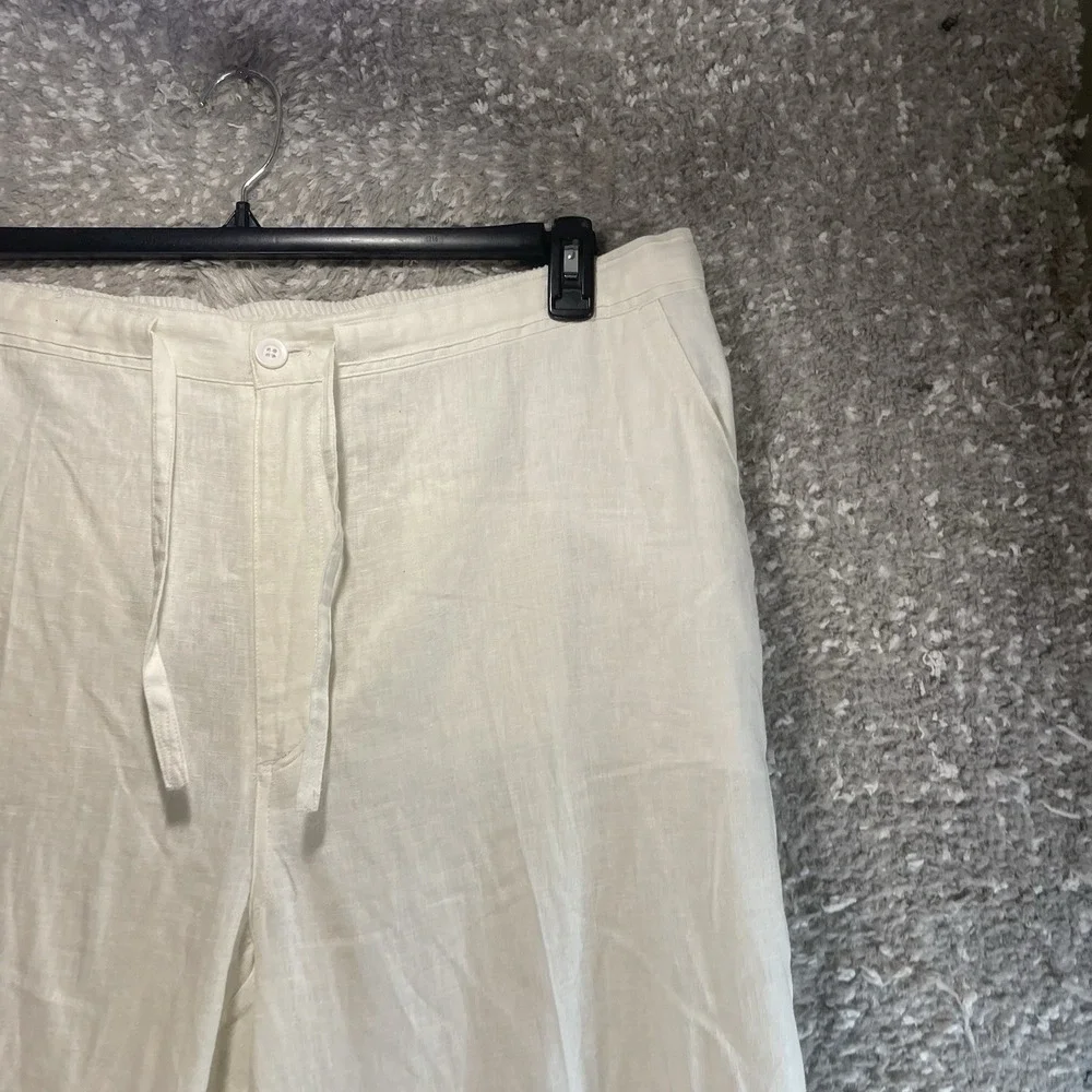 Visitor Linen Blend White Pants XXL Beach Coastal Vacation Resort
